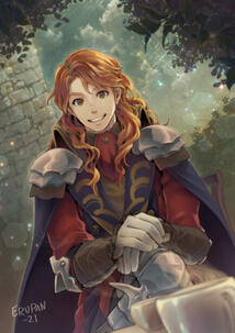 Fire emblem fanart, medium-detailed background.