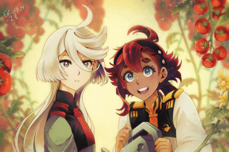 Suletta and Miorine from Gundam: the Witch from Mercury